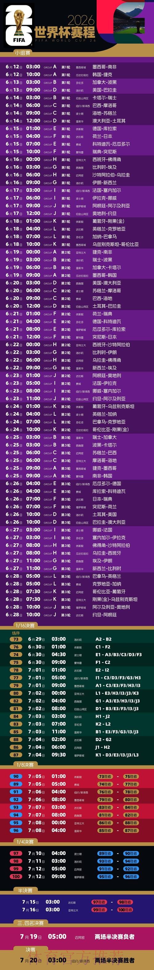 2026世界杯直播实时更新比赛时间表免费观看 2026世界杯直播实时更新比赛时间表免费观看